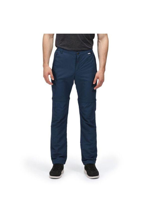 Regatta - Spodnie trekkingowe męskie Leesville II. Kolor: niebieski. Długość: długie. Sezon: lato. Sport: turystyka piesza