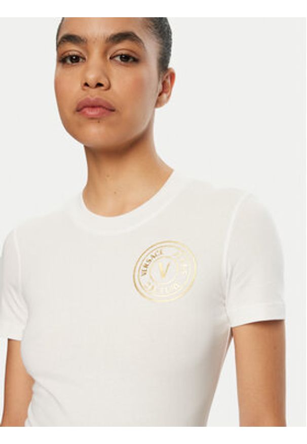 Versace Jeans Couture T-Shirt 78HAHT00 Biały Regular Fit. Kolor: biały. Materiał: bawełna