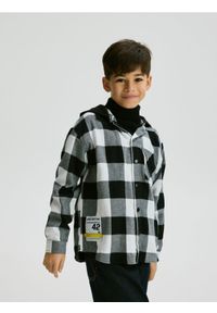 Reserved - Koszula oversize w kratę - czarny. Kolor: czarny. Materiał: tkanina, bawełna #1