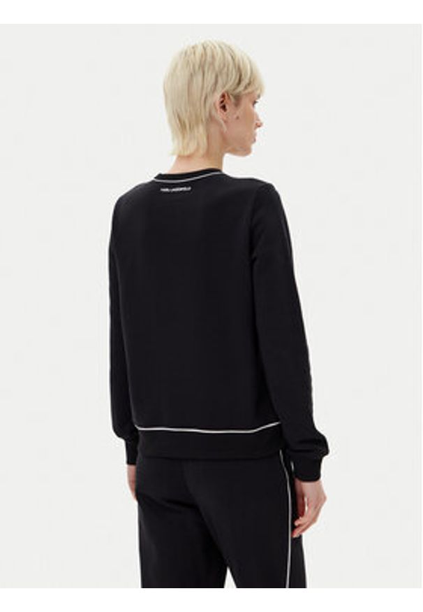 Karl Lagerfeld - KARL LAGERFELD Bluza A2W20066 Czarny Regular Fit. Typ kołnierza: dekolt w karo. Kolor: czarny. Materiał: bawełna