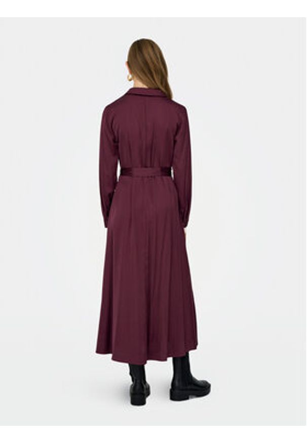 only - ONLY Sukienka koszulowa Mika 15361725 Bordowy Regular Fit. Kolor: czerwony. Materiał: syntetyk. Typ sukienki: koszulowe