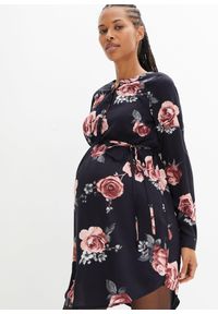 bonprix - Sukienka ciążowa i do karmienia piersią. Kolekcja: moda ciążowa. Kolor: czarny. Materiał: wiskoza. Wzór: kwiaty #3