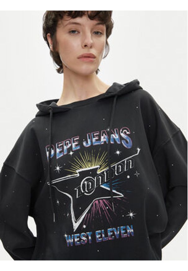 Pepe Jeans Bluza Lilian PL581469 Czarny Loose Fit. Kolor: czarny. Materiał: bawełna