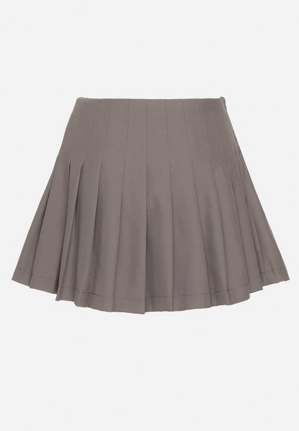 Born2be - Szare Spódnico-Szorty Ozdobione Plisami Ninavira. Okazja: na co dzień. Stan: podwyższony. Kolor: szary. Wzór: aplikacja. Styl: casual