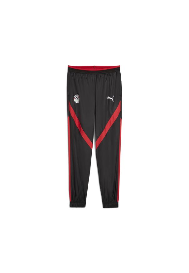 Puma - Męskie spodnie przedmeczowe Egipt PUMA. Kolor: czarny, czerwony, wielokolorowy. Sport: piłka nożna