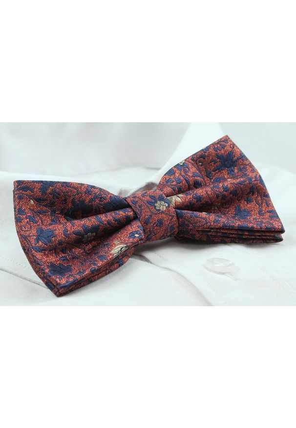 Mucha Męska Alties z Poszetką - Rdzawy Kolor, Kwiaty. Kolor: czerwony. Wzór: kwiaty. Styl: sportowy, elegancki