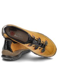 Żółte Półbuty Rieker Wygodne Buty Damskie. Okazja: na co dzień. Kolor: żółty. Materiał: materiał. Szerokość cholewki: normalna. Styl: casual, sportowy #3