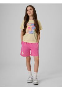 4f - 4F T-shirt regular z nadrukiem dziewczęcy - żółty 146 (10-11 lat). Okazja: na uczelnię, na co dzień. Kolor: żółty. Materiał: materiał, bawełna, dresówka, dzianina, skóra. Wzór: nadruk. Sezon: lato. Styl: klasyczny, casual #2