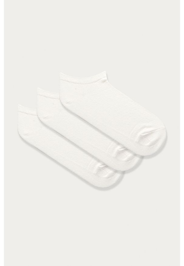 GAP - Stopki (3-pack). Kolor: biały. Materiał: bawełna, poliester, materiał. Wzór: gładki