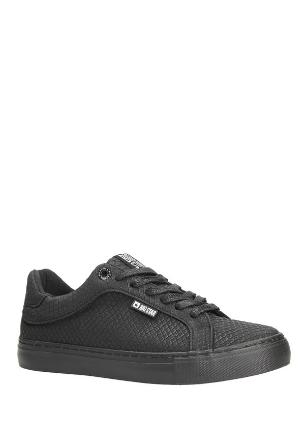 Big-Star - Czarne trampki sznurowane wzór wąż big star bb274725. Kolor: czarny