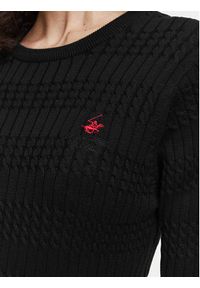 Beverly Hills Polo Club Sweter P-SS26W-M537390BLK Czarny Regular Fit. Typ kołnierza: polo. Kolor: czarny. Materiał: bawełna #4