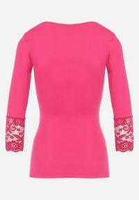 Born2be - Różowa Bawełniana Bluzka Ozdobiona Koronką Nerilse. Kolor: różowy. Materiał: bawełna, koronka. Wzór: aplikacja, koronka #5