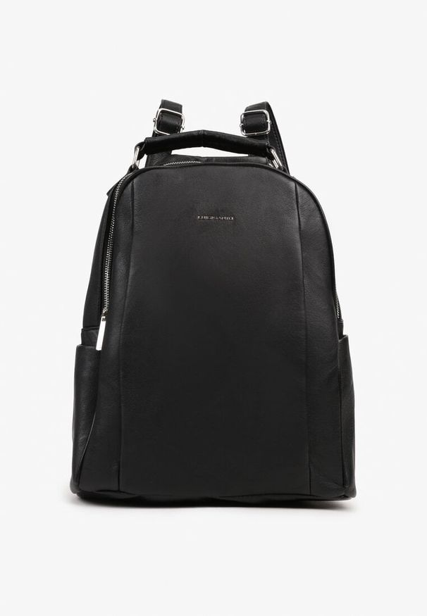 Born2be - Czarny Dwukomorowy Plecak o Trapezowym Kształcie z Rączką Reilitte. Kolor: czarny. Materiał: jeans. Styl: elegancki