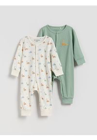 Reserved - Bawełniana piżama 2 pack - złamana biel. Materiał: bawełna