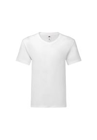 FRUIT OF THE LOOM - T-shirt Męski W Serek Iconic 150. Typ kołnierza: dekolt w serek. Kolor: biały
