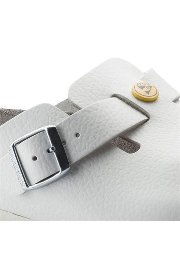 Buty do chodzenia męskie Birkenstock Boston Esd. Zapięcie: klamry. Kolor: biały. Materiał: materiał, skóra. Szerokość cholewki: normalna. Sport: turystyka piesza