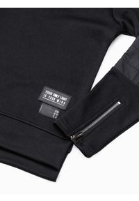 Ombre Clothing - Bluza męska z kapturem - czarna B1075 - L. Typ kołnierza: kaptur. Kolor: czarny. Materiał: bawełna, poliester. Wzór: aplikacja #4