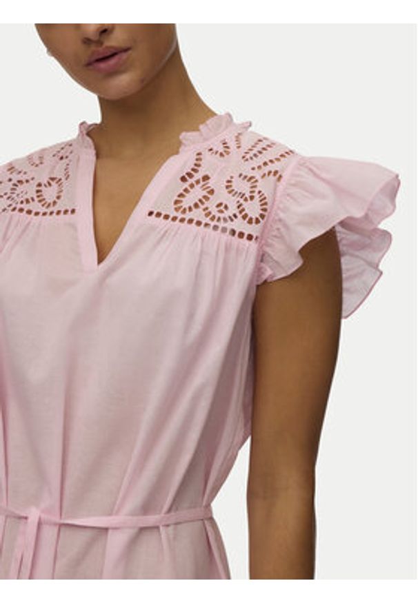 Vero Moda Sukienka letnia Line 10346970 Różowy jasny Oversize. Kolor: różowy. Materiał: bawełna. Sezon: lato. Typ sukienki: oversize