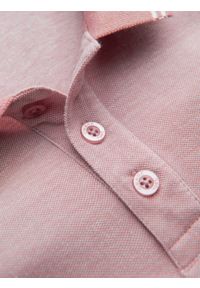 Ombre Clothing - Melanżowa koszulka męska polo z kołnierzykiem w paski – różowa V2. Okazja: na co dzień. Typ kołnierza: polo. Kolor: różowy. Materiał: bawełna. Wzór: melanż, paski. Styl: sportowy, casual #7