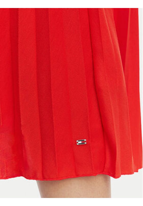 TOMMY HILFIGER - Tommy Hilfiger Sukienka codzienna 1985 Pleated WW0WW49621 Czerwony Regular Fit. Okazja: na co dzień. Kolor: czerwony. Materiał: syntetyk. Typ sukienki: proste. Styl: casual