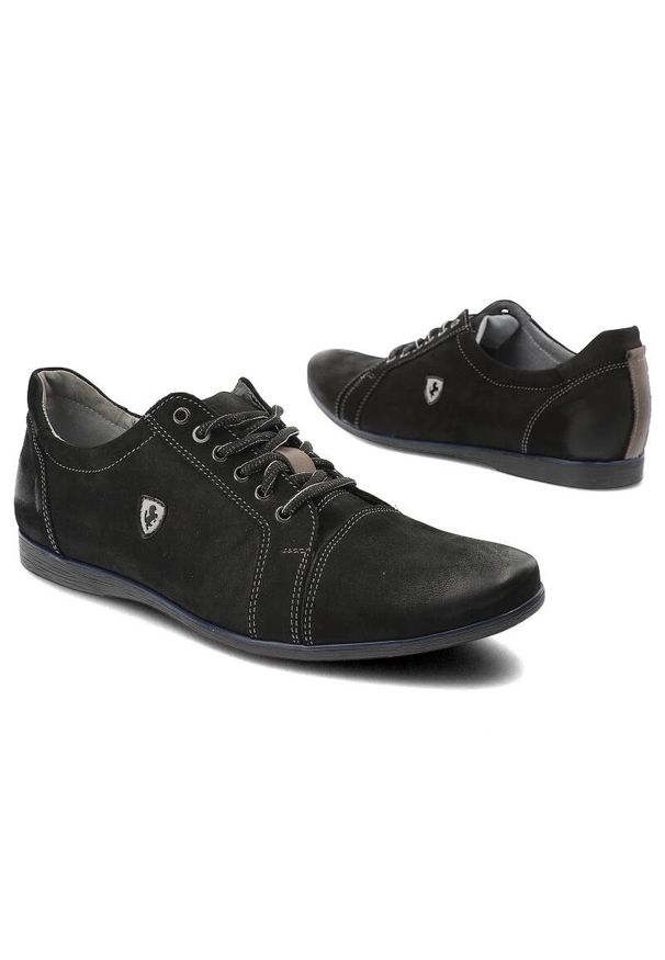 Czarne Półbuty Avanti Stylowe Obuwie Męskie. Zapięcie: sznurówki. Kolor: czarny. Materiał: zamsz, skóra, jeans. Styl: elegancki