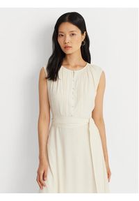 Lauren Ralph Lauren Sukienka codzienna 250926638001 Écru Regular Fit. Okazja: na co dzień. Materiał: syntetyk. Typ sukienki: proste. Styl: casual