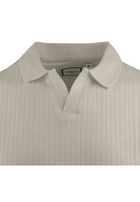 Dzianinowa Koszulka Polo - Dekolt Bez Guzików - Brave Soul - Beżowa. Okazja: na co dzień. Typ kołnierza: polo. Kolor: beżowy, wielokolorowy, brązowy. Materiał: elastan, bawełna. Styl: casual #6