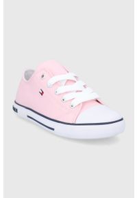 TOMMY HILFIGER - Tommy Hilfiger Tenisówki dziecięce kolor różowy. Nosek buta: okrągły. Zapięcie: sznurówki. Kolor: różowy. Materiał: materiał, włókno, guma #2