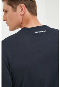 Karl Lagerfeld t-shirt bawełniany 500251.755071 kolor granatowy z nadrukiem. Kolor: niebieski. Materiał: bawełna. Wzór: nadruk #2