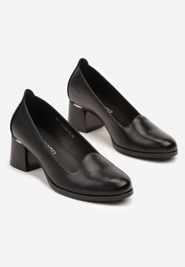 Born2be - Czarne Czółenka na Obcasie ze Skórzaną Wkładką Norivna. Okazja: na co dzień. Kolor: czarny. Materiał: skóra. Obcas: na obcasie. Styl: elegancki, casual. Wysokość obcasa: średni