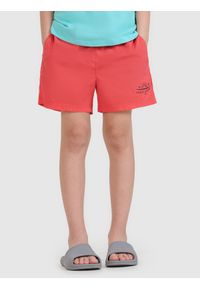 4f - 4F Spodenki plażowe boardshorty chłopięce - czerwone 122/128 (6-8 lat). Kolor: różowy. Materiał: włókno, syntetyk, materiał #2