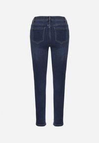 Born2be - Niebieskie Jeansy z Domieszką Wiskozy o Kroju Skinny z Regularnym Stanem Zenisa. Okazja: na co dzień. Kolor: niebieski. Styl: casual