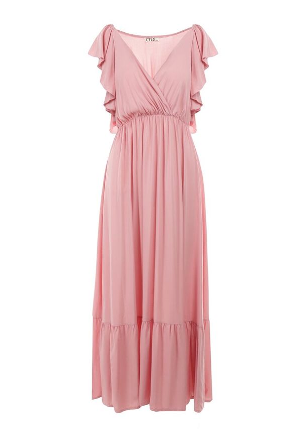 Born2be - Różowa Sukienka z Wiskozy Aserus. Typ kołnierza: dekolt w kształcie V. Kolor: różowy. Materiał: wiskoza. Wzór: gładki, jednolity. Typ sukienki: kopertowe. Długość: maxi