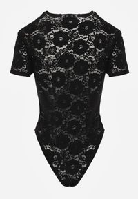 Born2be - Czarne Koronkowe Body z Krótkim Rękawem Moanelli. Okazja: na co dzień. Kolor: czarny. Materiał: koronka. Długość rękawa: krótki rękaw. Długość: krótkie. Wzór: aplikacja, kwiaty. Styl: casual #3