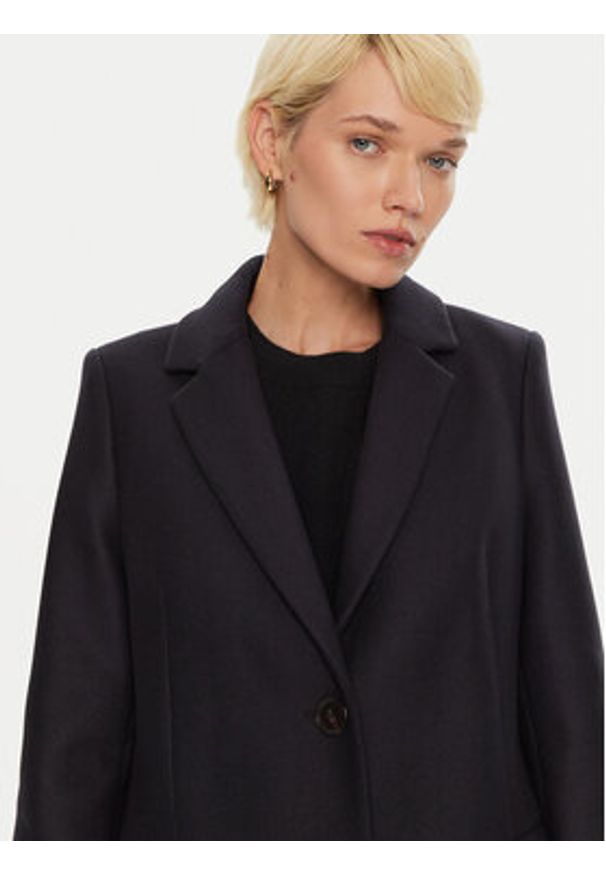 TOMMY HILFIGER - Tommy Hilfiger Płaszcz wełniany WW0WW42738 Granatowy Regular Fit. Kolor: niebieski. Materiał: wełna