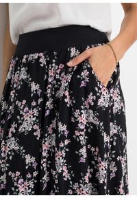 bonprix - Spódnica maxi z wiskozy. Kolor: czarny. Materiał: wiskoza. Długość: długie