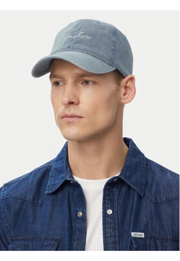 Guess Jeans Czapka z daszkiem M6GZB4 WF8V1 Niebieski. Kolor: niebieski. Materiał: bawełna