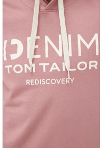 Tom Tailor Bluza bawełniana męska kolor różowy z kapturem z nadrukiem. Okazja: na co dzień. Typ kołnierza: kaptur. Kolor: różowy. Materiał: bawełna. Wzór: nadruk. Styl: casual