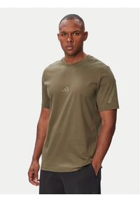 Adidas - adidas T-Shirt Z.N.E. KF3802 Khaki Regular Fit. Kolor: brązowy. Materiał: bawełna #1