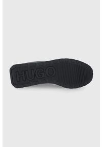 Hugo Buty Icelin kolor szary na płaskiej podeszwie. Nosek buta: okrągły. Zapięcie: sznurówki. Kolor: szary. Materiał: guma. Obcas: na płaskiej podeszwie