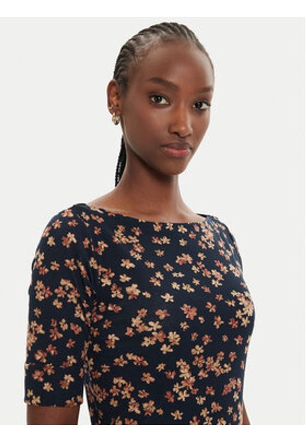 Lauren Ralph Lauren Sukienka codzienna 250946135001 Granatowy Slim Fit. Okazja: na co dzień. Kolor: niebieski. Materiał: bawełna. Typ sukienki: proste. Styl: casual