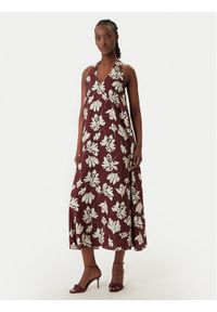 Vero Moda Sukienka letnia Jennifer 10341973 Bordowy Regular Fit. Kolor: czerwony. Materiał: wiskoza. Sezon: lato #1