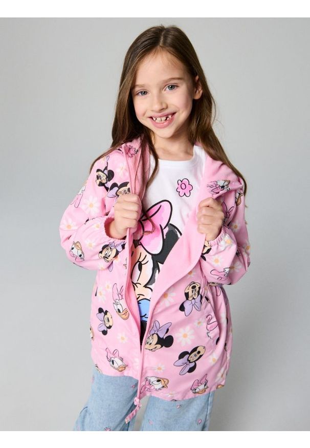 Sinsay - Lekka kurtka wiatrówka z kapturem Minnie Mouse - różowy. Typ kołnierza: kaptur. Kolor: różowy. Wzór: motyw z bajki