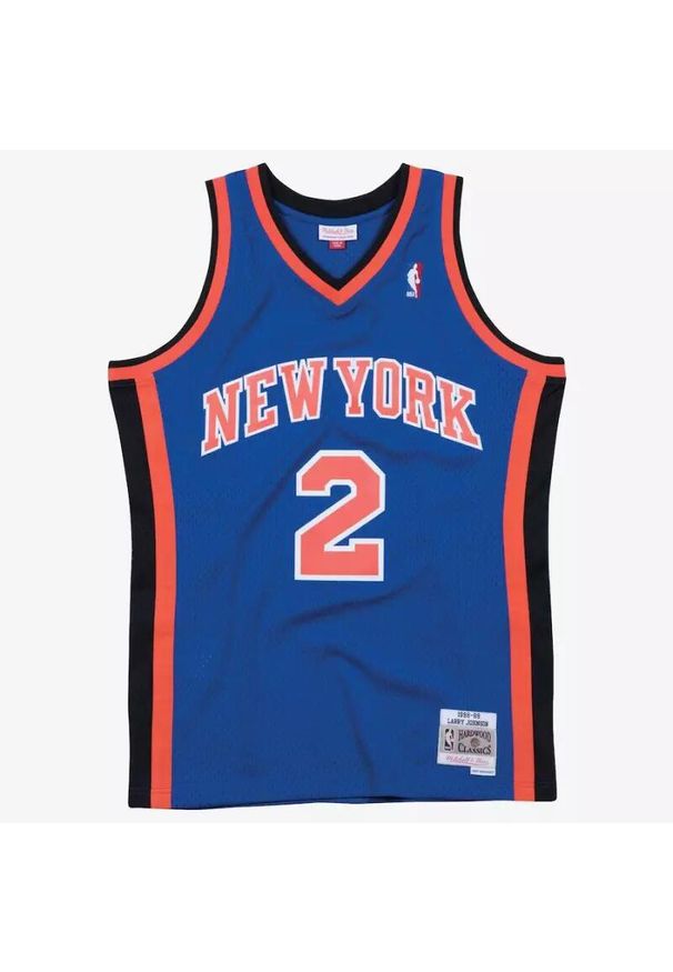 Mitchell & Ness - Koszulka NBA New York Knicks Larry Johnson. Kolor: niebieski, wielokolorowy. Sport: koszykówka