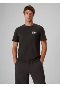 4f - 4F T-shirt regular z nadrukiem męski - szary S. Okazja: na co dzień, do pracy. Kolor: szary. Materiał: bawełna, materiał, jeans, dzianina. Wzór: nadruk. Styl: casual, klasyczny #1