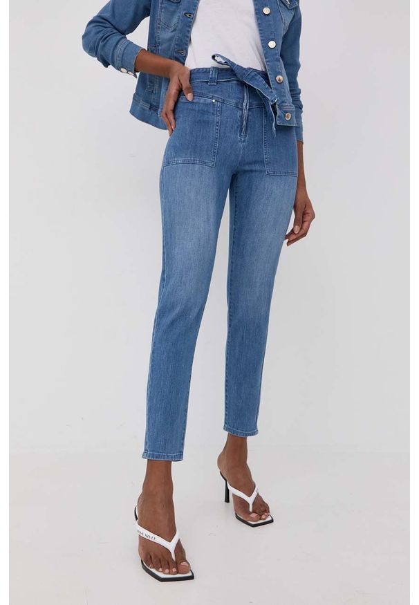 Morgan jeansy damskie high waist. Stan: podwyższony. Kolor: niebieski