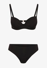 Renee - Czarne Bikini Komplet Dwuczęściowy Biustonosz z Usztywnionymi Miseczkami Majtki Typu Figi Wistella. Kolor: czarny. Wzór: aplikacja #6