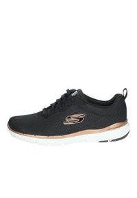 skechers - Buty do chodzenia damskie Skechers Flex Appeal 30. Zapięcie: sznurówki. Kolor: czarny. Materiał: syntetyk, tkanina, materiał. Szerokość cholewki: normalna. Sport: turystyka piesza