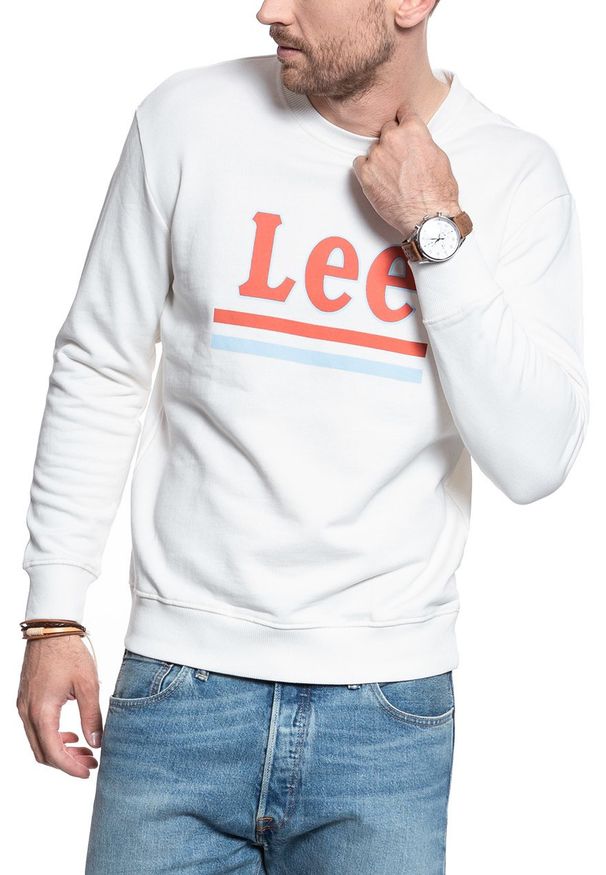 Lee - LEE BLUZA LEE BLUZA STRIPE SWS ECRU L82OSPNQ 112122133. Wzór: nadruk