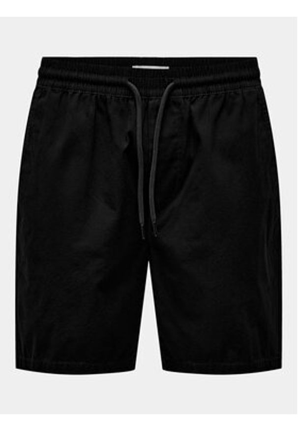 Only & Sons Szorty materiałowe Tel 22027949 Czarny Regular Fit. Kolor: czarny. Materiał: bawełna